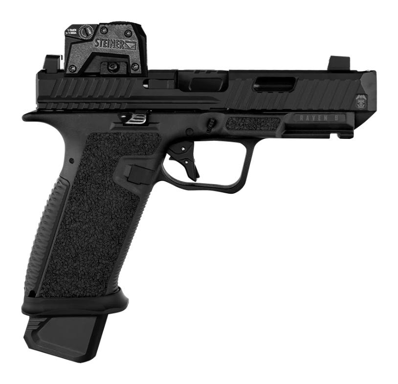 Raven 9 FLEOA Edition pistol with Steiner MPS optic, side view